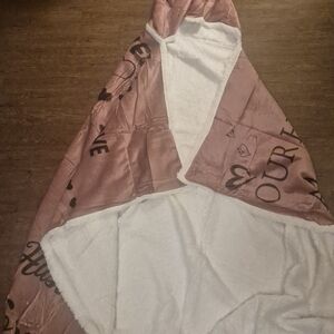 Plush Hooded Throw Blanket in Dusty Rose with Sherpa Lining